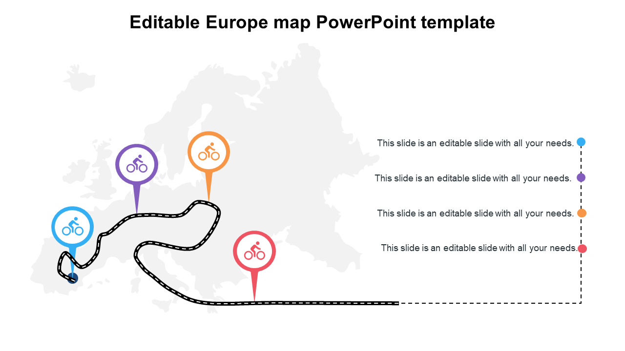 Editable Europe map PowerPoint template